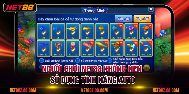 Người chơi NET88 không nên sử dụng tính năng auto